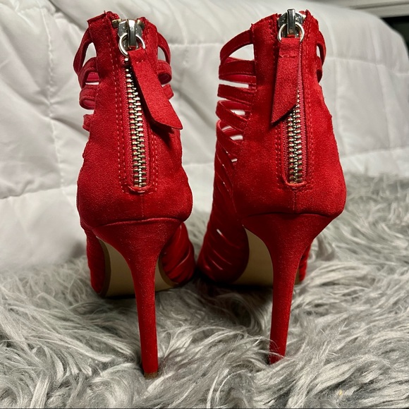 Zara red caged peep-toe stiletto heels - Picture 7 of 11